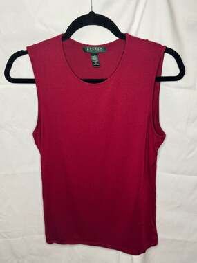 Lauren Ralph Lauren Women's Red Sleeveless Shell Knit Top Size L